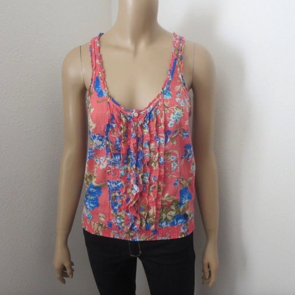 Abercrombie Womens Floral Ruffle Tank Top Size XS Pink